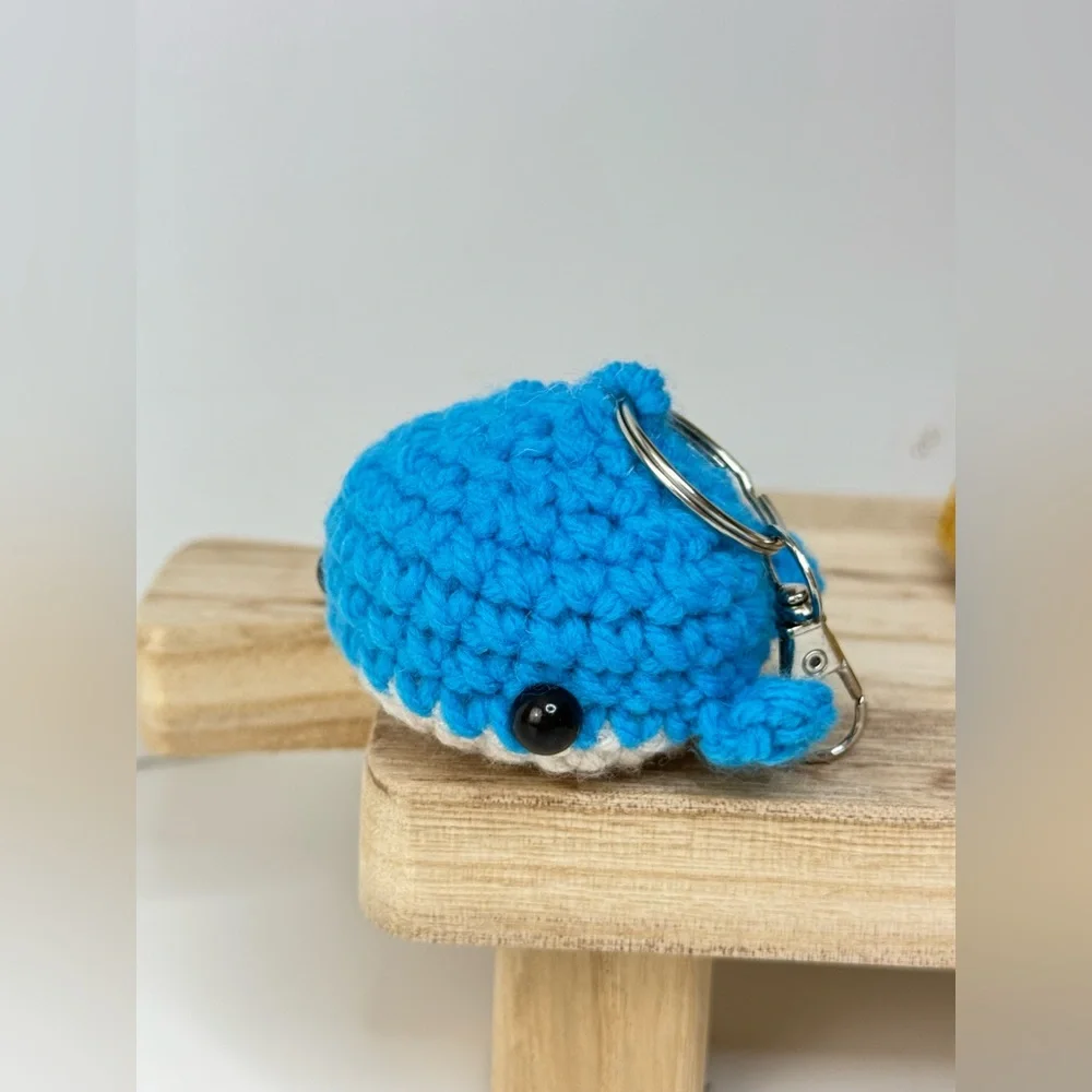 Handcrafted Blue Crochet Whale Keychain